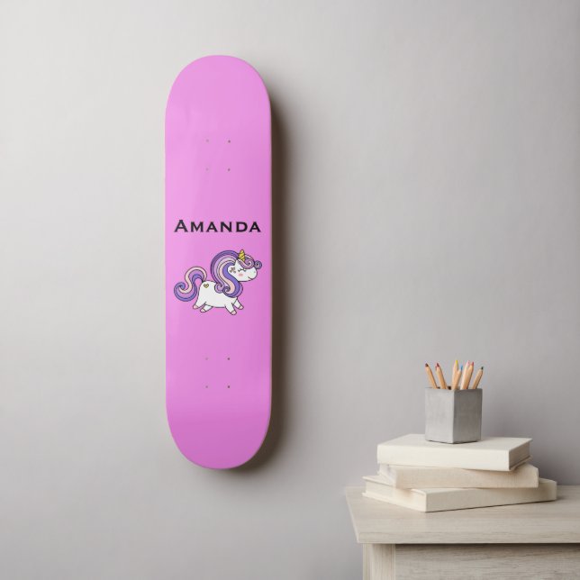 Rosa Unicorn Mini Skateboard Bräda 18,5 Cm (Väggkonst)