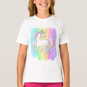 rosa unicorn on regnbåge bakgrund T-Shirth T Shirt
