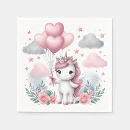 Rosa Unicorn Pappersservett