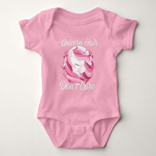 Rosa Unicorn Party Baby Bodykostym T Shirt (Framsida)