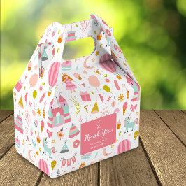 Rosa Unicorn Party Mönster Girl Birthday Tack Presentaskar
