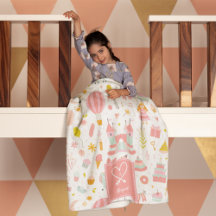 Rosa Unicorn Party Mönster Monogrammed Girl Kids