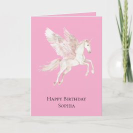 Rosa Unicorn Pegasus Birthday Kort