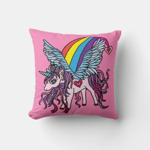 Rosa Unicorn Pegasus Kudde