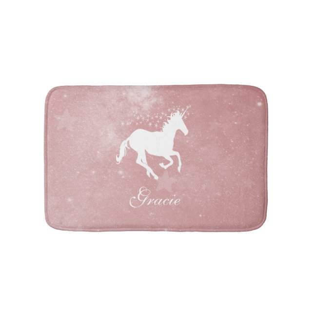 Rosa Unicorn Personlig Bath Mat Badrumsmatta (Framsidan)