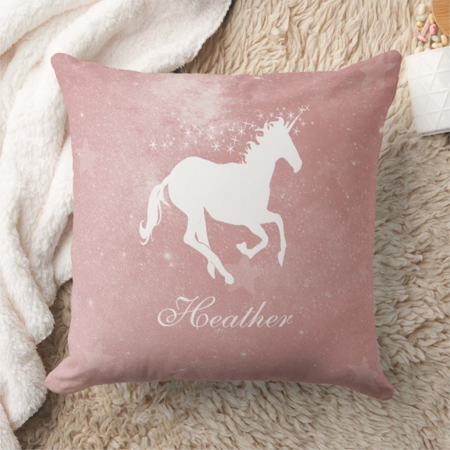 Rosa Unicorn Personlig Dekorativ kudde (Filt)