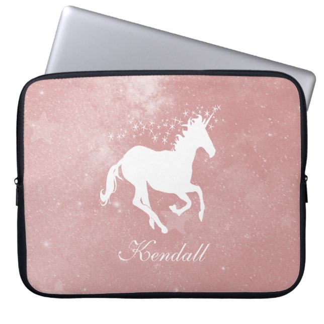 Rosa Unicorn Personlig Laptop sleeve (Framsidan)