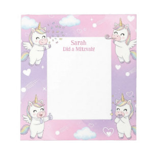 Rosa Unicorn Personlig Mitzvah Notes Anteckningsbl Anteckningsblock