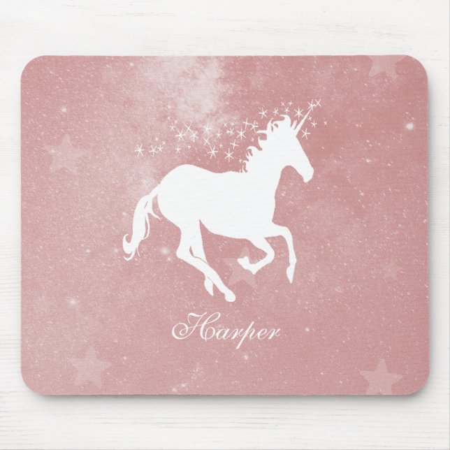 Rosa Unicorn Personlig Mouse Pad Musmatta (Framsidan)
