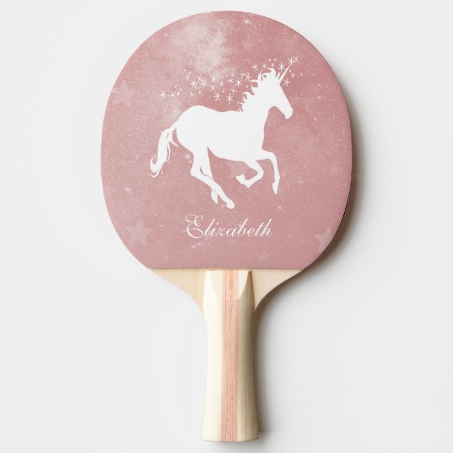 Rosa Unicorn Personlig Ping Pong Paddle Pingisracket (Framsidan)