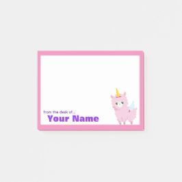 Rosa Unicorn Personlig Post-it Block