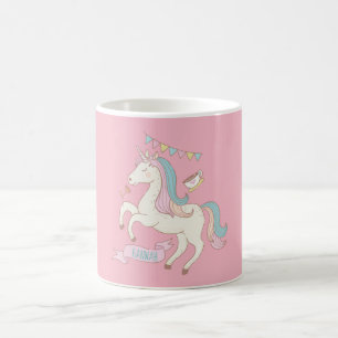 Rosa Unicorn Personnalised Kaffemugg