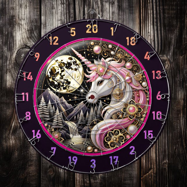Rosa Unicorn Radiates Grace och styrka Darttavla (Skapare uppladdad)