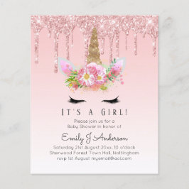 Rosa Unicorn Ro Guld Dripping Glitter Flicka