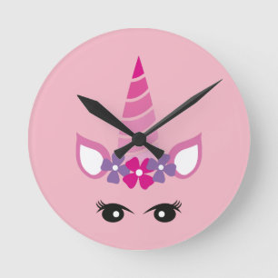 Rosa Unicorn Rund Klocka
