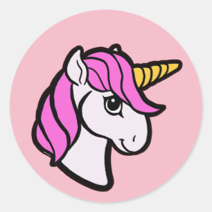 Rosa Unicorn Runt Klistermärke