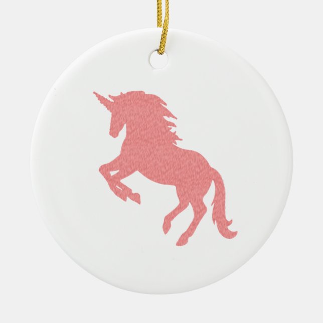 Rosa Unicorn Silhouette Ceramic Ornament (Framsidan)