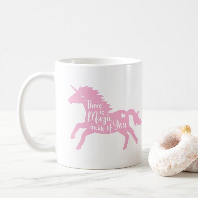 Rosa Unicorn Silhouette Magic Inside You Quote Kaffemugg (Med munk)