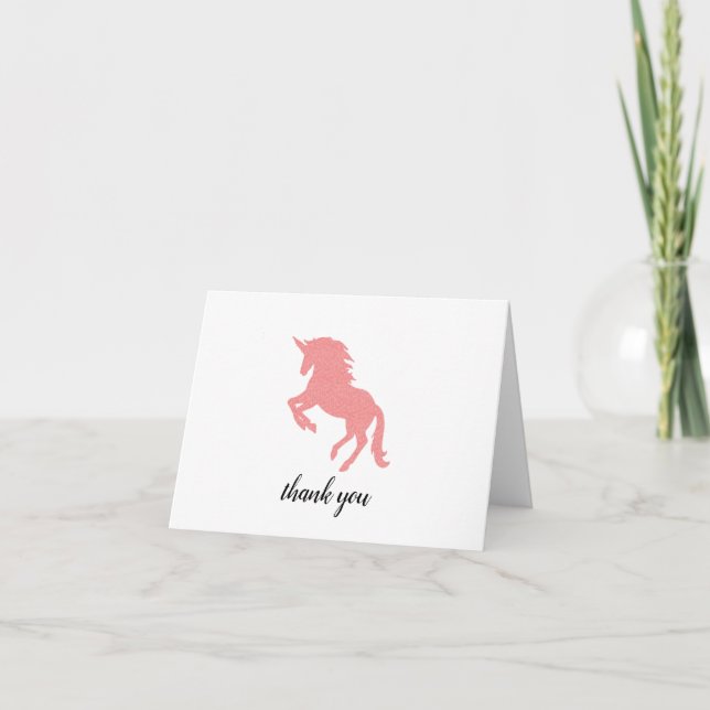 Rosa Unicorn Silhouette Painting Tack Kort (Framsida)