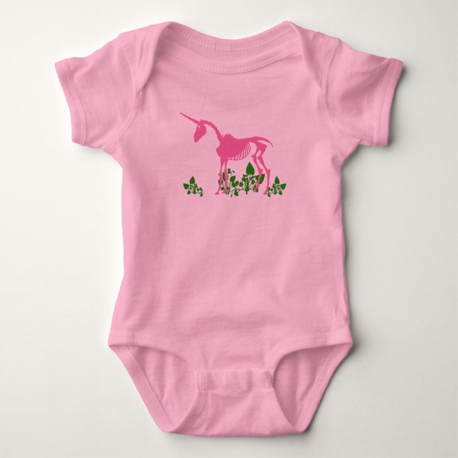Rosa Unicorn Skeleton T Shirt (Framsida)