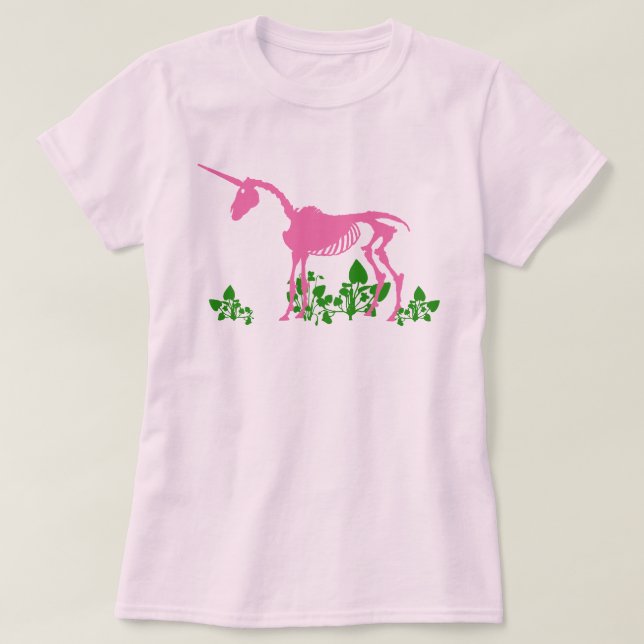 Rosa Unicorn Skeleton T Shirt (Design framsida)