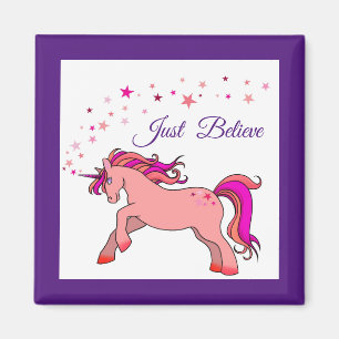 Rosa Unicorn Square Magnet
