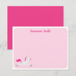 Rosa Unicorn Stationery Anteckningskort