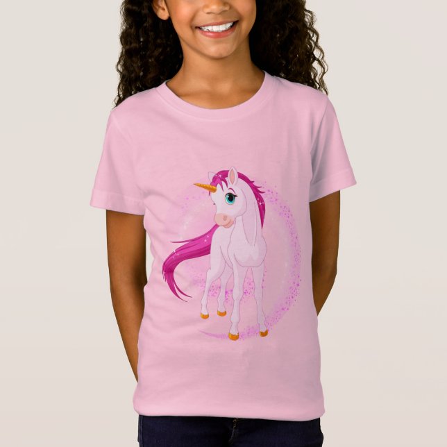 Rosa Unicorn T-Shirt (Framsida)