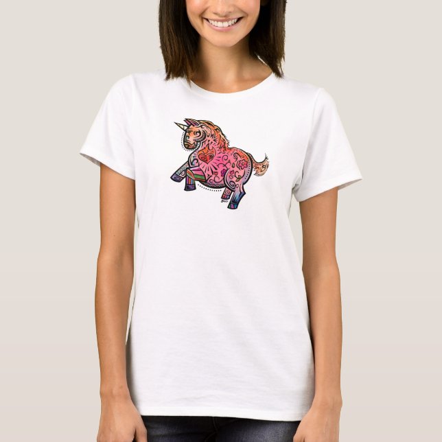 Rosa Unicorn T Shirt (Framsida)