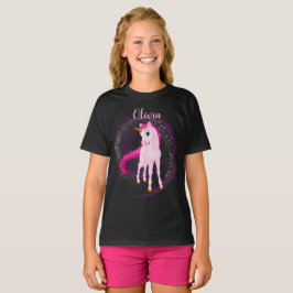 Rosa Unicorn T-Shirt - Personlig Birthday Gift