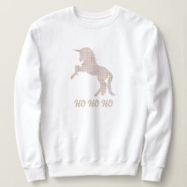 Rosa Unicorn Tartan långärmad Julöverst T Shirt