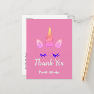 Rosa Unicorn Themme Birthday Postcard Vykort