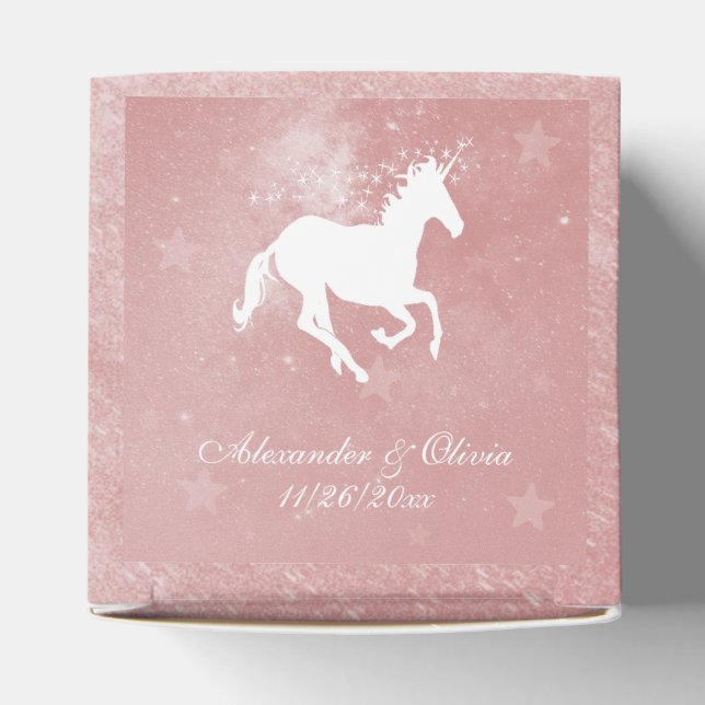 Rosa Unicorn Wedding Favor Box Presentaskar (Överdel)