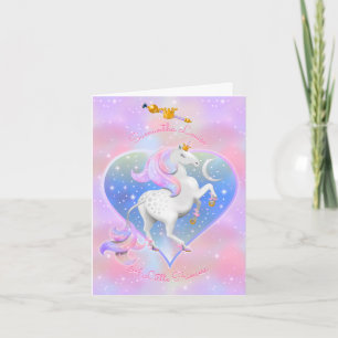 Rosa UnicornPrincess med kronan och sceptren Kort