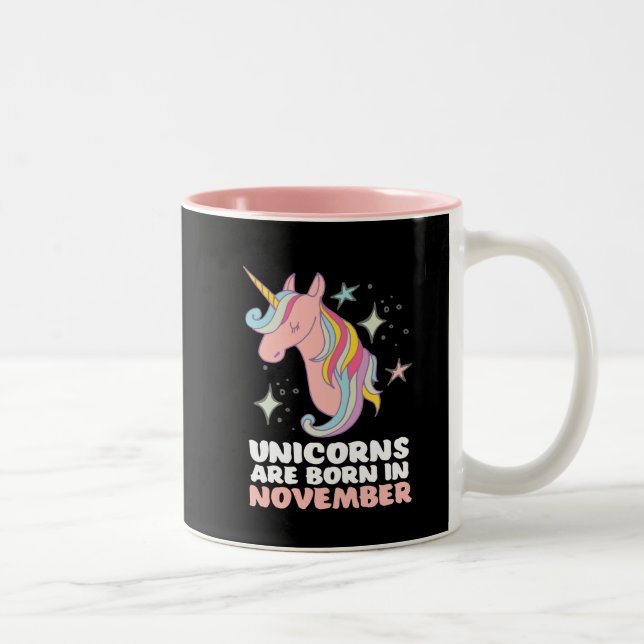Rosa Unicorns föds i november Två-Tonad Mugg (Höger)