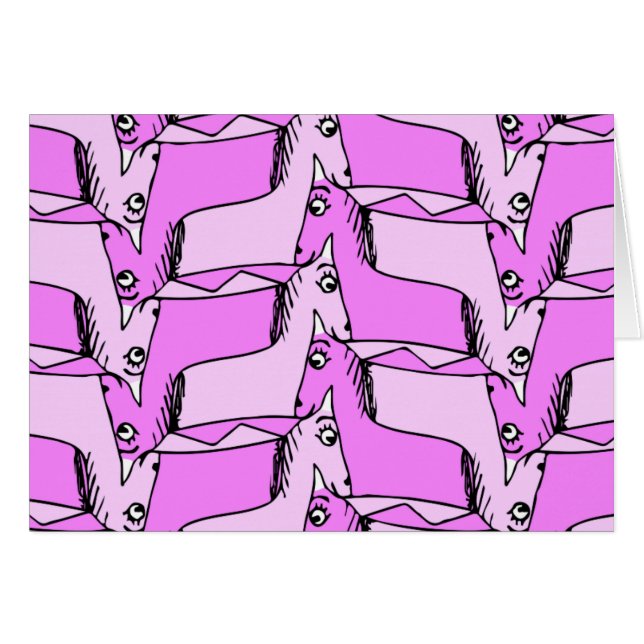 Rosa Unicorns hälsningskort (Framsidan Horizontal)