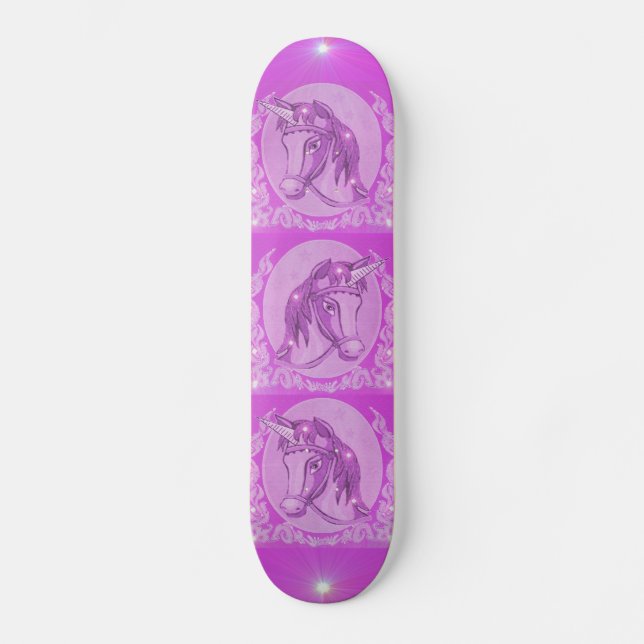 Rosa Unicorns Skateboard Bräda 19,5 Cm (Framsida)