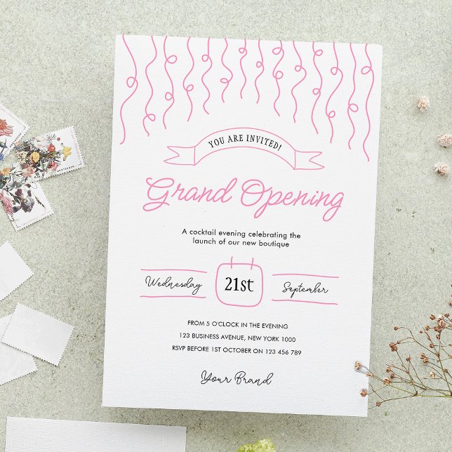  Rosa Unik stor öppningsverksamhet för   Inbjudningar (Create unique invites for your launch party with this whimsical style feminine invitation design)
