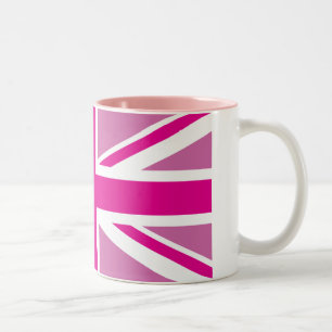 Rosa Union Jack British Flagga Two-Tone Mugg