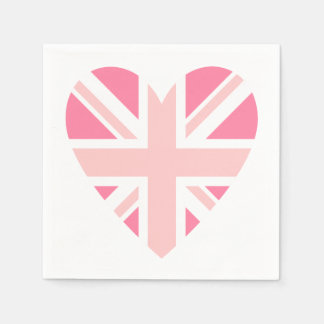 Rosa Union Jack/Flagga Heart Pappersservett