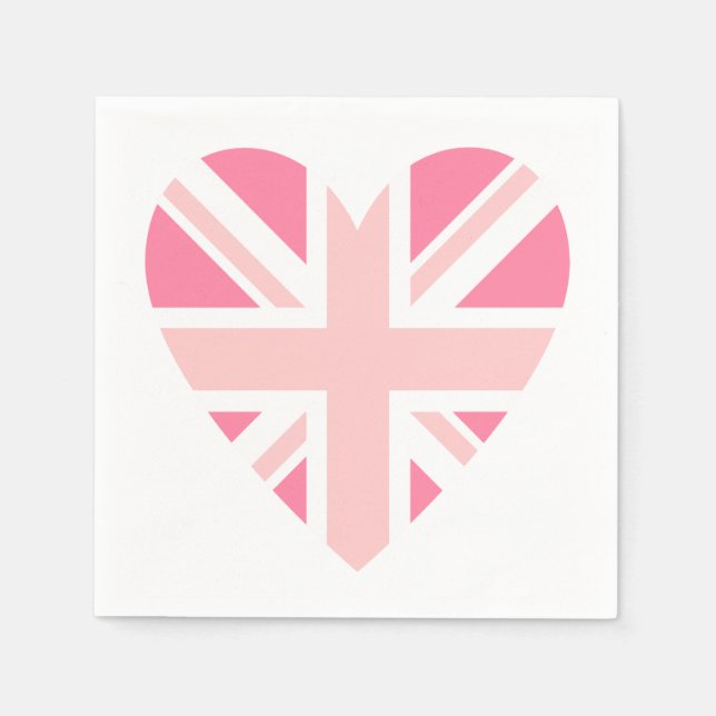 Rosa Union Jack/Flagga Heart Pappersservett (Framsidan)