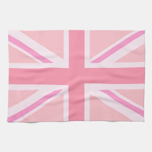 Rosa Union Jack/Flagga Kökshandduk (Horisontell)