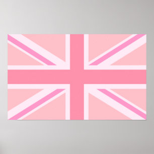 Rosa Union Jack/Flagga Poster