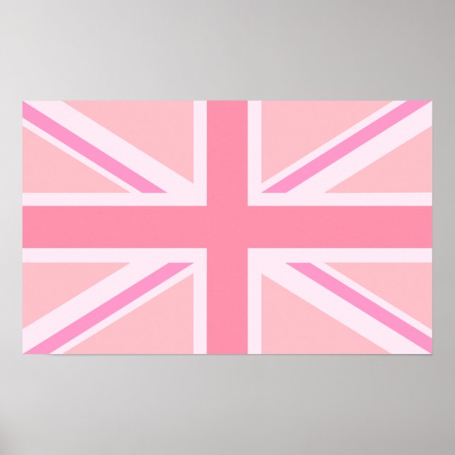Rosa Union Jack/Flagga Poster (Framsidan)