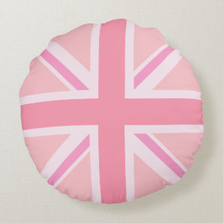 Rosa Union Jack/Flagga Rund Kudde