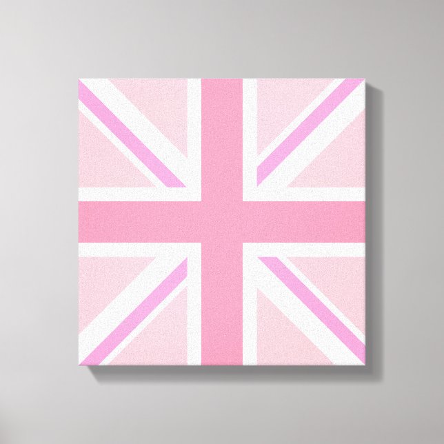 Rosa Union Jack/Flagga Square Design Canvastryck (Framsida)