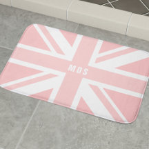 Rosa Union Jack UK Flagga Monogram Bath Mat
