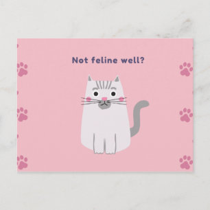 Rosa Unwell Cat Icon Hälsning Vykort