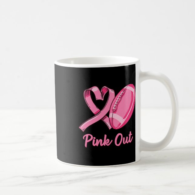 Rosa ut Breast Cancer Awareness Bleached Footbyll Kaffemugg (Höger)