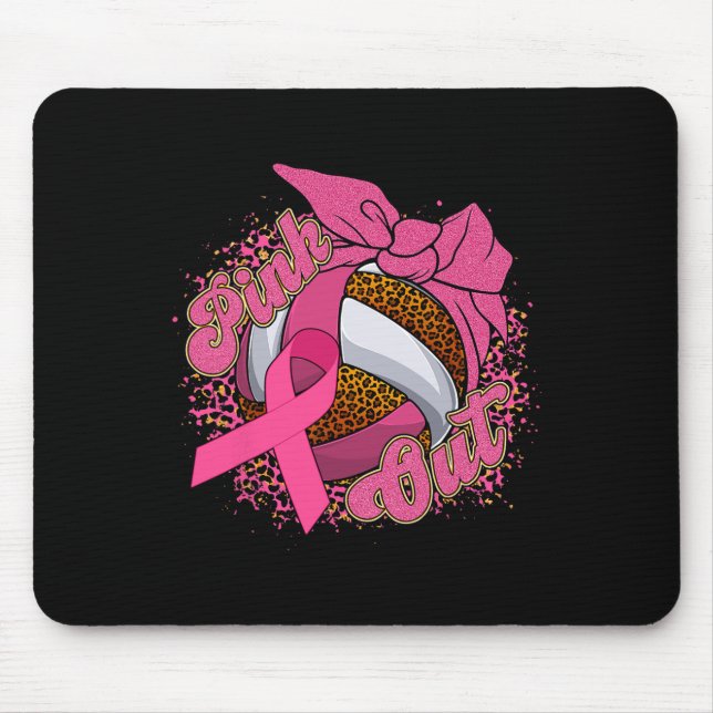 Rosa ut Breast Cancer Leopard volleybyll Byll Pin Musmatta (Framsidan)